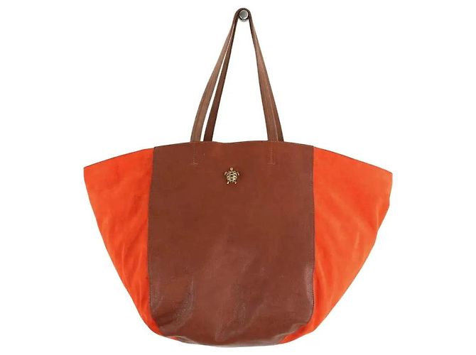 Claris Virot Cabas en cuir orange