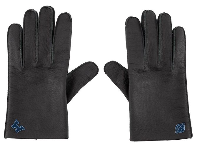 HERMÈS - Luvas Hermès em couro preto (T9)