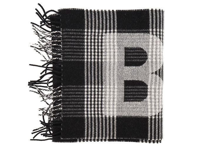BALENCIAGA - Sciarpa Balenciaga in lana bianca e nera Nero