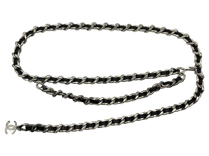 Chanel Vintage 1996 Schwarzer Lederkette Gürtel