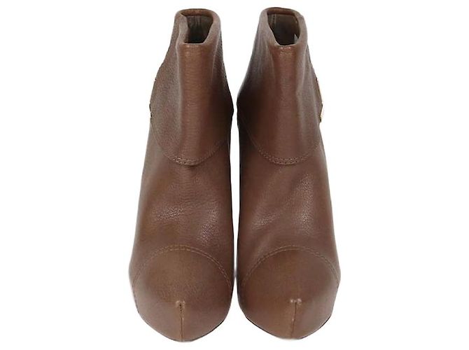 Botas ankle Queen de couro marrom Louis Vuitton