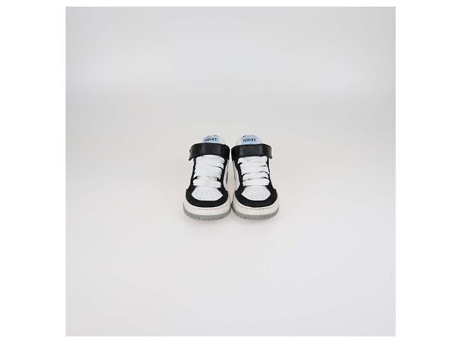 Autre Marque Baskets en cuir noir/blanc avec strap Versace Kids