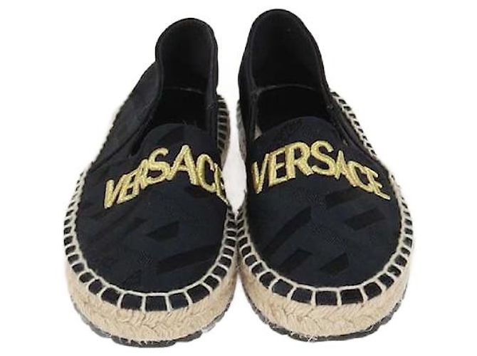Autre Marque Schwarze Nylon-Espadrilles mit gesticktem Logo für Kinder von Versace