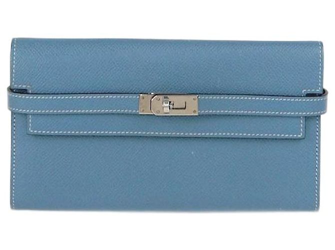Hermès Hermes Blue Jean Epsom Leather Kelly Classic Wallet 