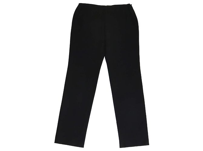 Calça reta em mistura de algodão e nylon preta Hermès Preto