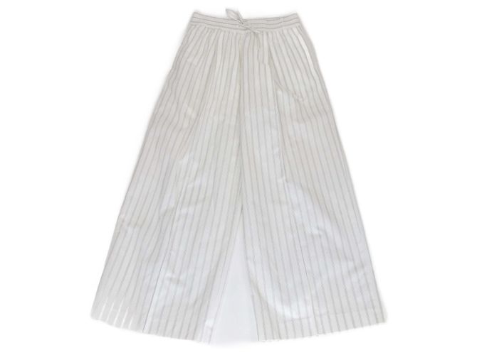 Calça larga de algodão com listras brancas Mackintosh Terregles Branco