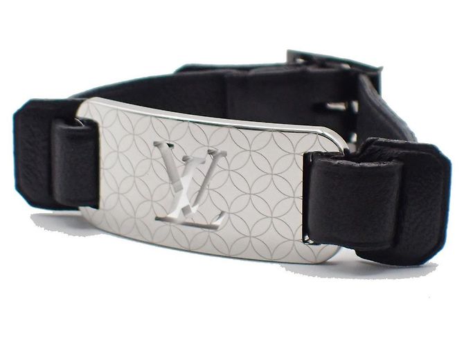 Pulseira Louis Vuitton Champs Elysées em couro Preto