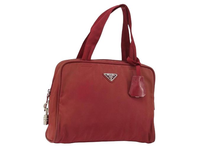 Prada Zip Around Tote Tessuto Medium Red