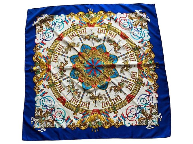 Hermès Cachecol de seda Azul