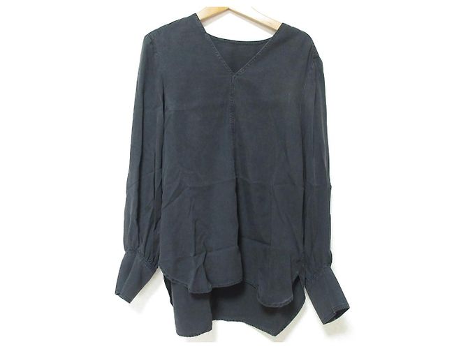 Autre Marque Tencel Denim Bluse ICB Schwarz