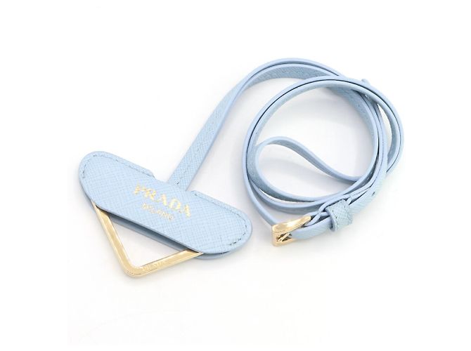 Prada Light Blue Leather Keyring