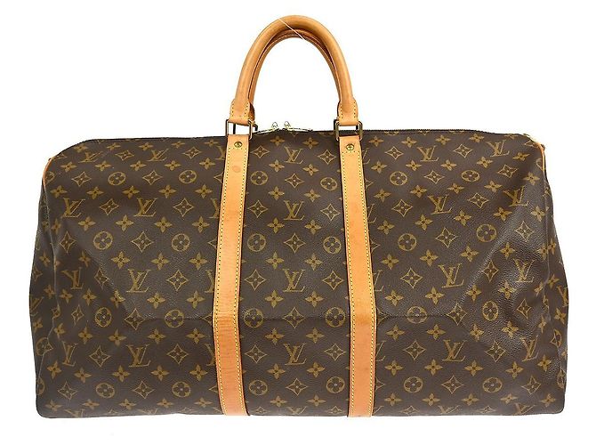 Sac Keepall Louis Vuitton en toile Monogram 55 Marron