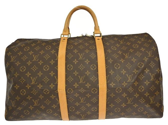 Borsa Keepall Louis Vuitton in tela Monogram 55 Marrone