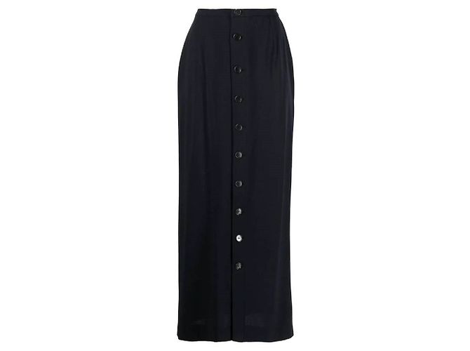 Falda larga azul oscuro Chanel Burdeos