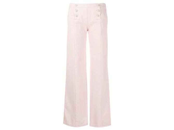 Jeans in denim rosa a gamba larga Chanel - Anni 2000