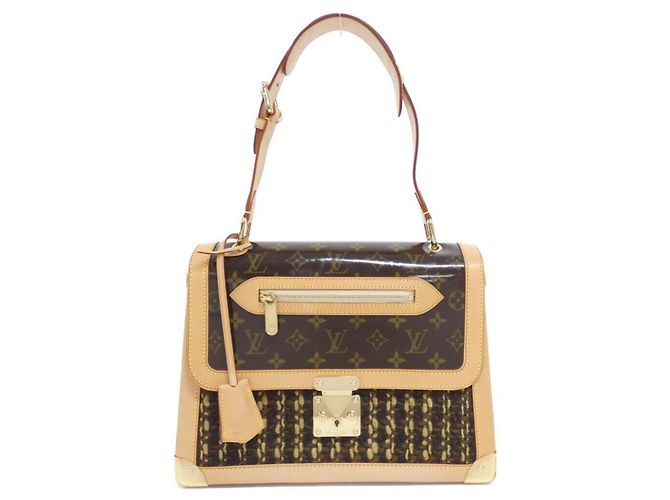 Louis Vuitton Monogram Tweed Zip-Handtasche M92821 Braun