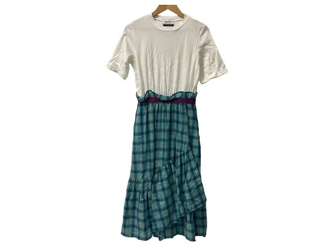 Autre Marque MUVEIL Docking Lange Kleid Weiß Grün