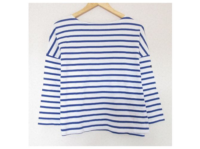 Autre Marque T-shirt a Manica Lunga a Righe Basche Le Minor Bianco Blu