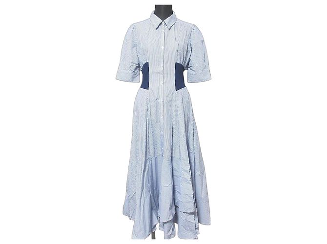 Autre Marque Couture Streifen Kleid Blau