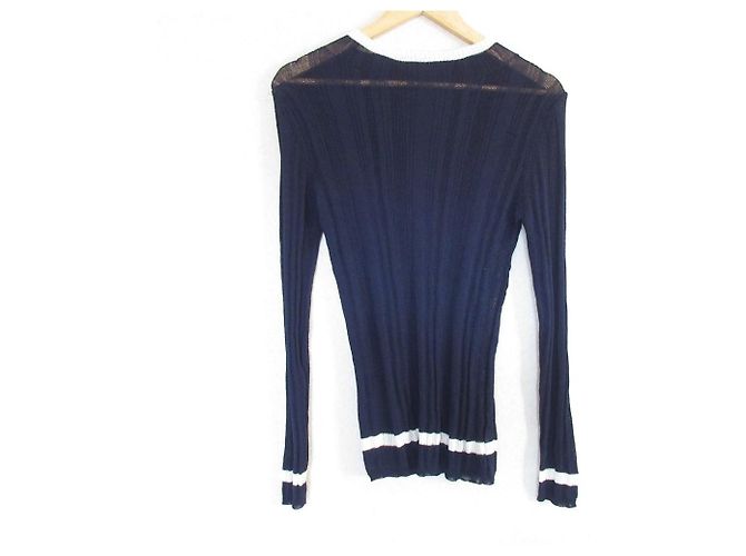 Autre Marque Rippstrickpullover Einfachheit Blau Marineblau