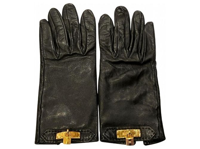 Hermès Kelly Lederhandschuhe für Frauen Schwarz