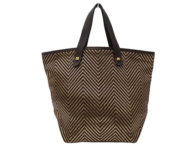 Bolsa Hermès Kaba Chennai PM em couro marrom dourado