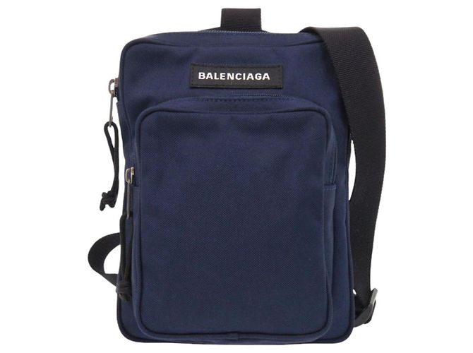 Borsa a spalla in nylon Balenciaga Nero Blu navy