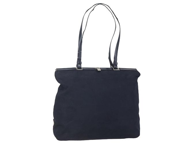 PRADA Tote Bag Nylon Navy Silver Auth bs30571 Silvery Navy blue