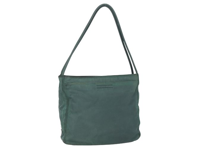 Borsa Tote Prada in nylon verde argento Auth BA7499