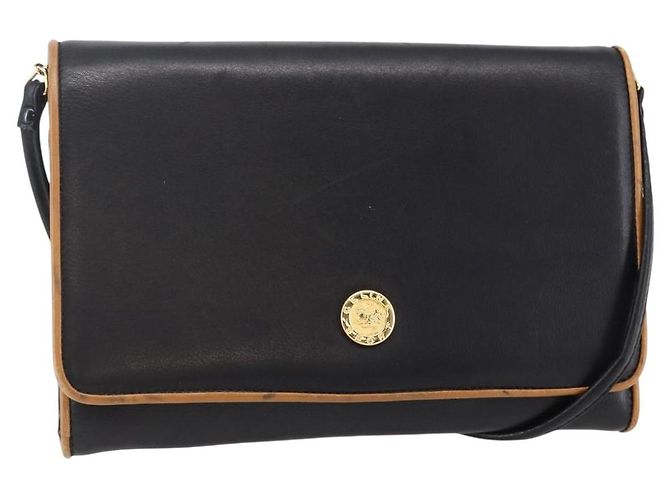 Céline Bolsa de Ombro CELINE em Couro Preto e Ouro Auth ep11037 Dourado