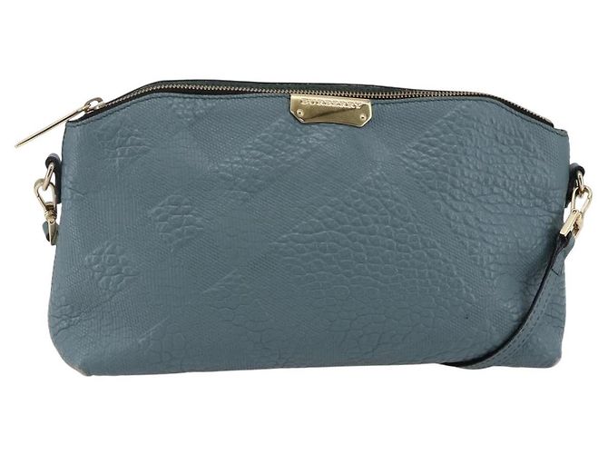 Bolsa de Ombro de Couro Azul Auth BA6891 da BURBERRY