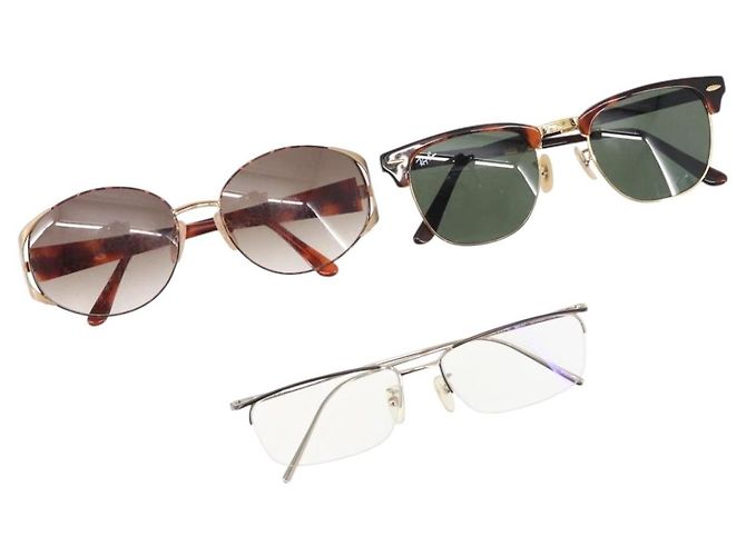 Occhiali da sole Ray-Ban Saint Laurent PRADA plastica metallo 3Set Marrone Auth 143377