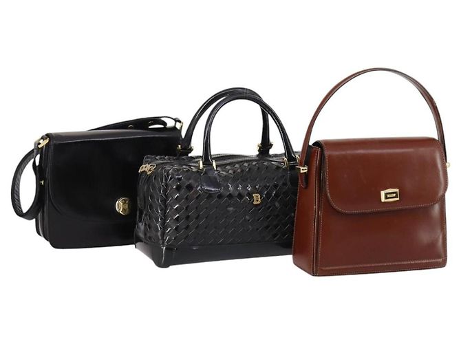 Borsa a tracolla BALLY in pelle Set da 3 Marrone Nero Auth BA4817