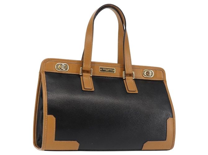 Autre Marque MORABITO Borsa a Mano in Pelle Blu Navy Oro Auth am9080 D'oro