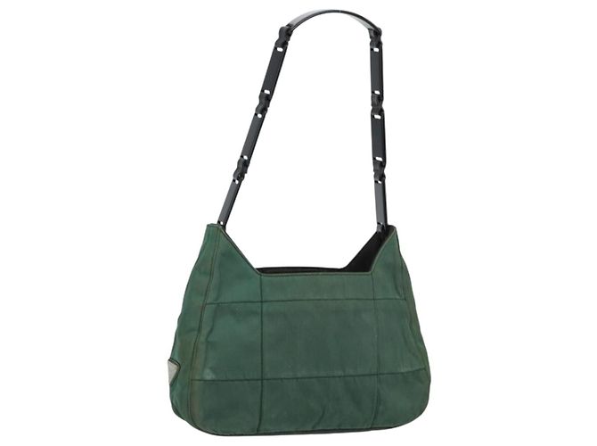 PRADA Bolsa de Hombro Acolchada de Nylon con Cadena Verde Auth mr1504