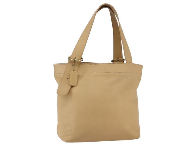 Coach Bolsa Tote de Couro Bege Auth am9383