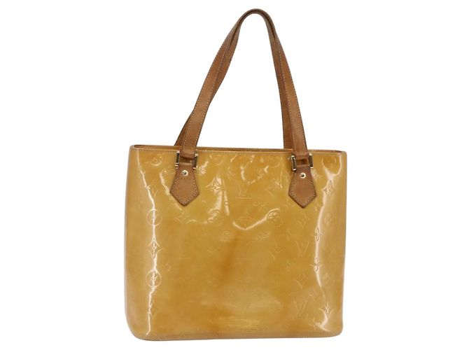 LOUIS VUITTON Monogram Vernis Houston Handtasche Beige M91004 LV Auth BA6703