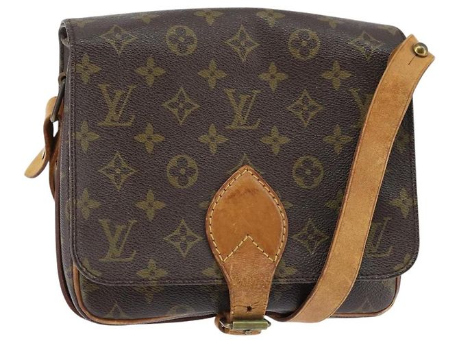 LOUIS VUITTON Bolsa de Ombro Monogram Cartouchiere MM M51253 LV Auth bs30263