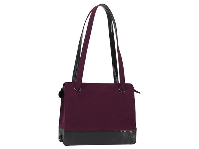 Chanel Borsa Tote in Cotone Viola Nera CC Auth bs30089 Nero Porpora