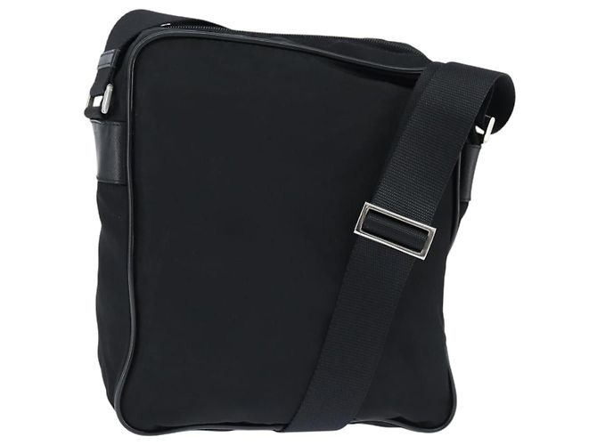 PRADA Shoulder Bag Nylon Black Silver Auth am9554 Silvery