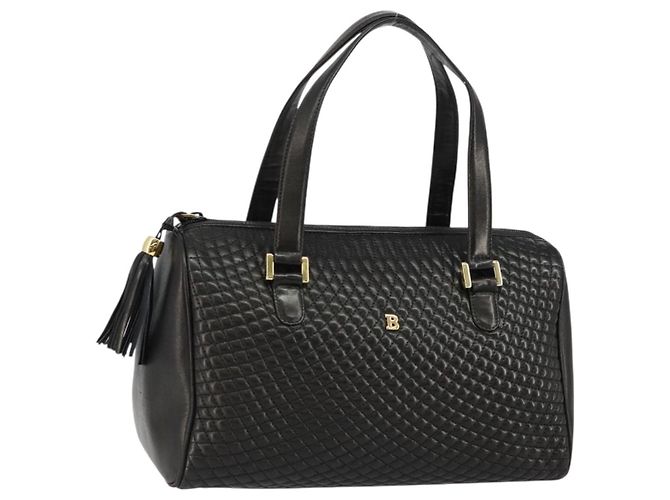 BALLY Handtasche aus Leder Schwarz Gold Auth BA7020 Golden