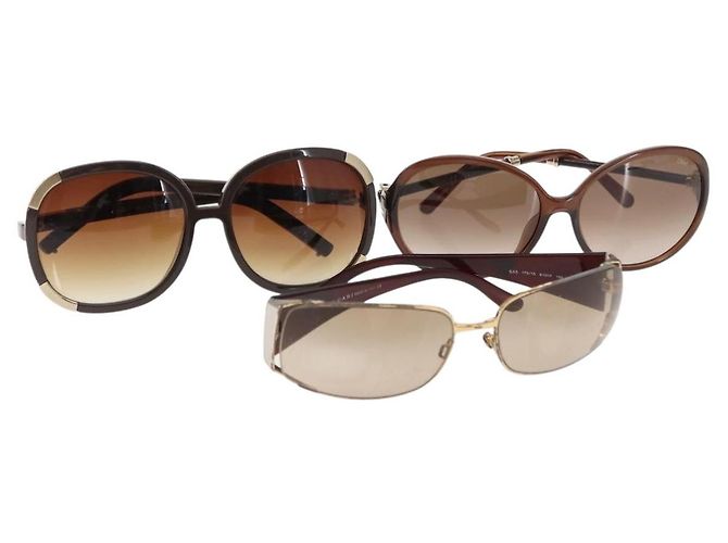 Chloé Lunettes de soleil Chloe Bulgari Plastique 3Set Marron Auth sw1698