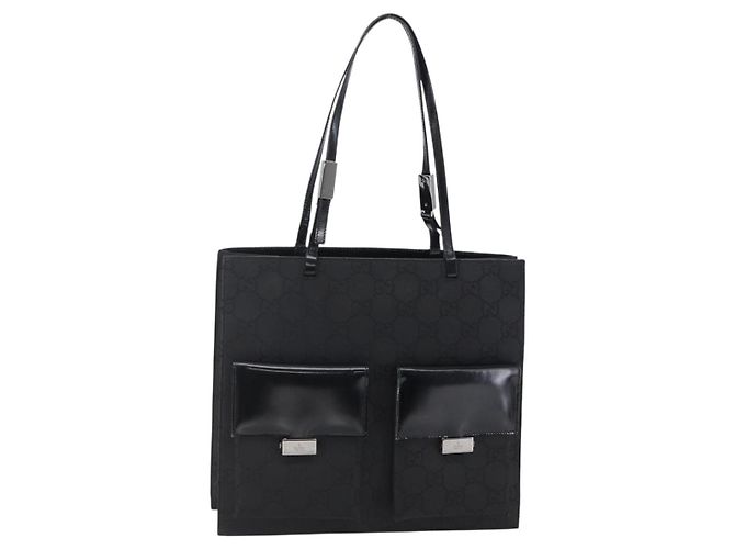 GUCCI GG Canvas Tote Bag Nylon Schwarz Auth ep11191