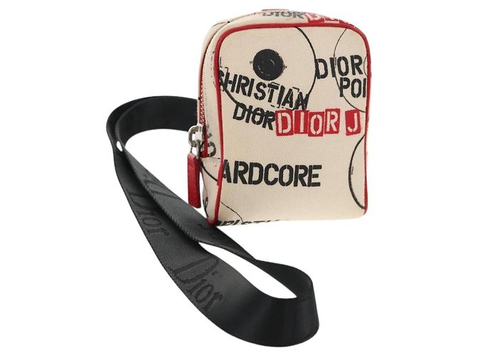 Hardcore Tasche aus Canvas Weiß Rot Auth 143024V Christian Dior