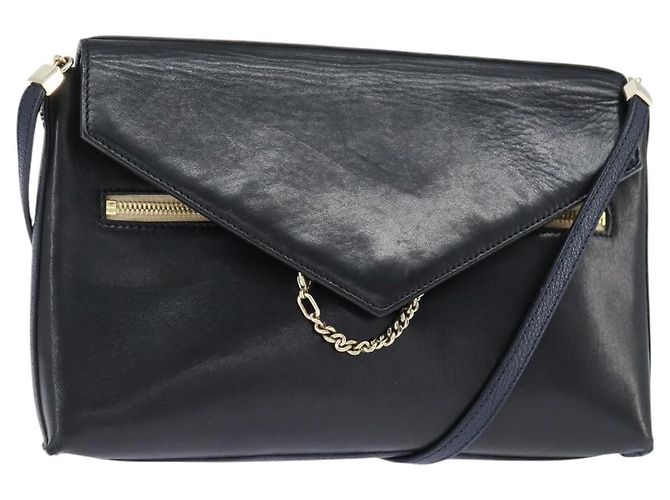 Chloé Borsa a Spalla Chloe in Pelle Blu Navy Oro Auth BA7371 D'oro