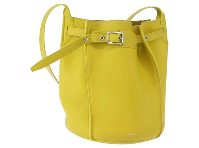 Big Bag Céline CELINE Grande borsa a secchiello in pelle gialla e argento autentica 148918 Giallo