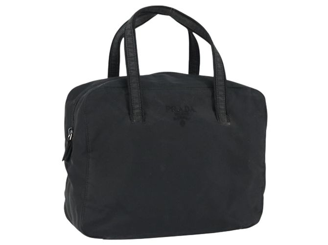 PRADA Handtasche Nylon Schwarz Silber Auth 146965