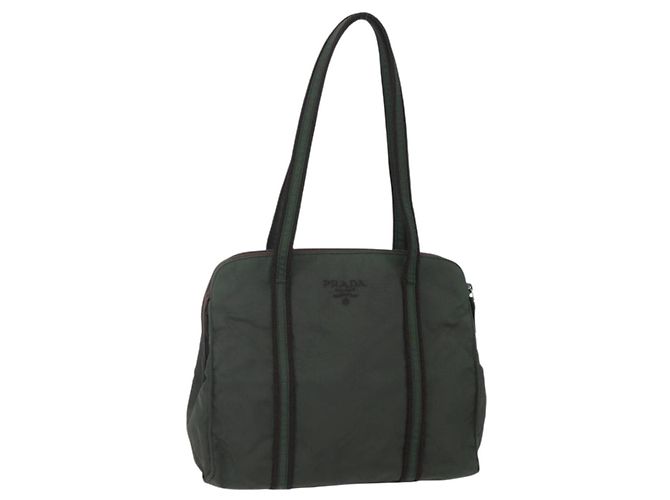 PRADA Tote Bag aus Nylon Khaki Silber authentisch bs30429