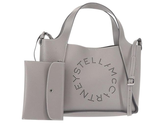 Autre Marque Stella McCartney Handtasche aus Leder 2-Wege Grau Silber Authentisch BA5955 Braun