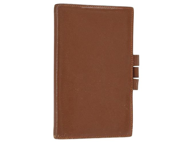 Hermès HERMES Day Planner Cover Leather Brown Orange Auth bs30416